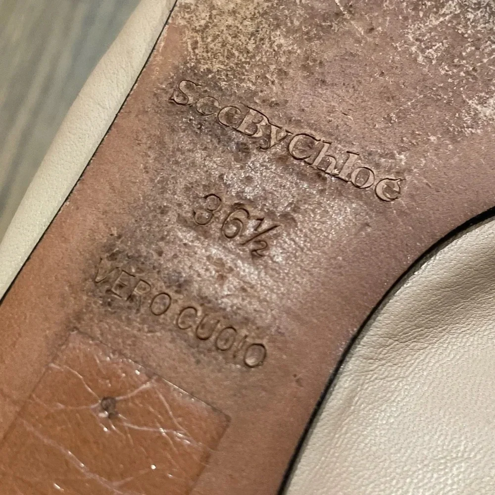 See By Chloe Zipper Bow Scrunch Ballerina Flat Leather Size EU 36.5